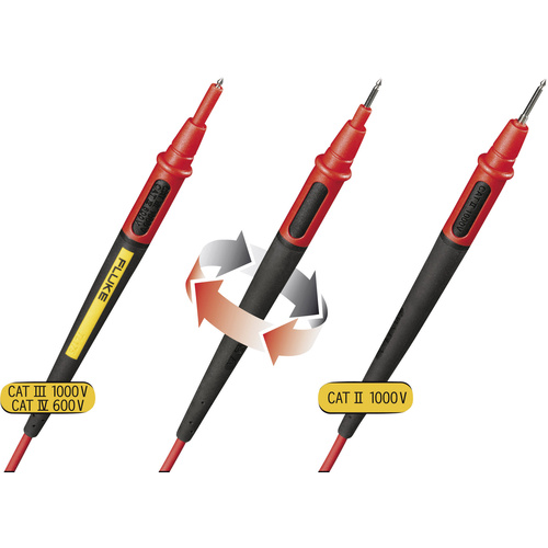 Fluke TL175 Sicherheits-Messleitungs-Set [Lamellenstecker 4 mm - Prüfspitze] 1.50 m Schwarz, Rot 1
