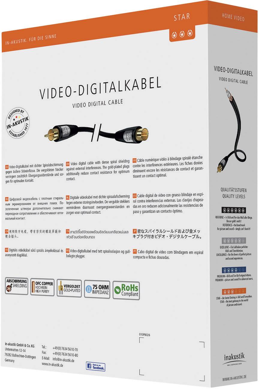 Inakustik Composite Cinch Video Anschlusskabel [1x Cinch-Stecker - 1x Cinch-Stecker] 0.75 m Schwarz