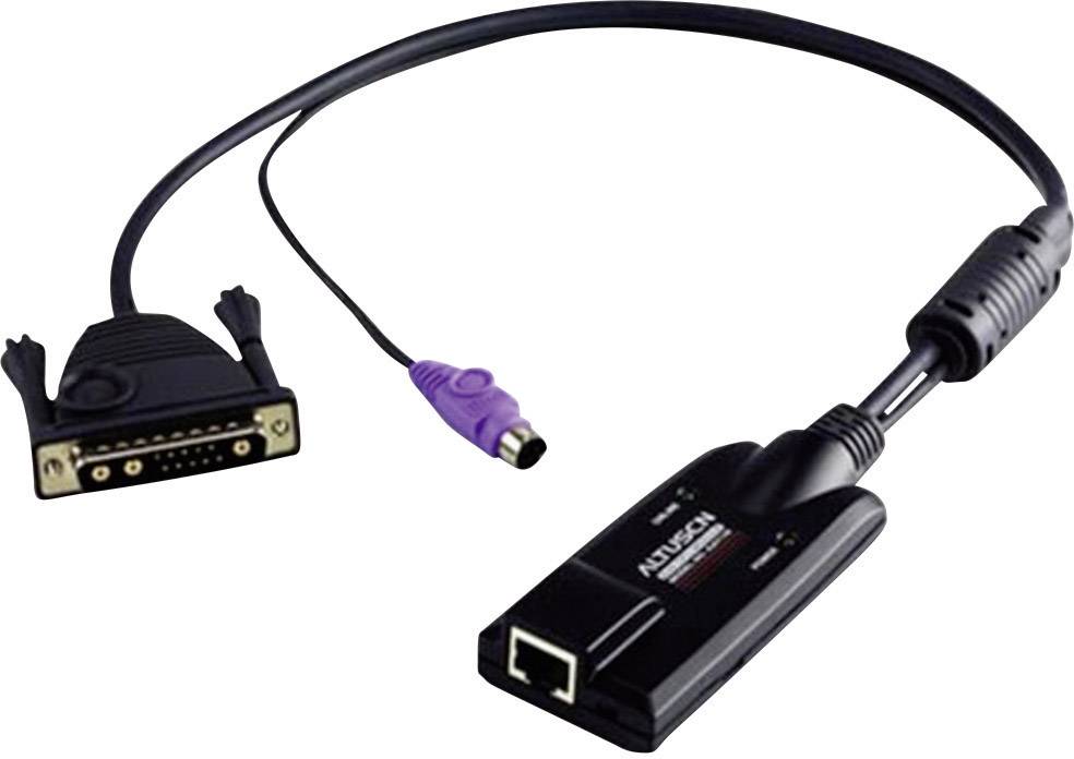 Ein Adapterkabel verbindet einen VGA-Stecker mit einem Ethernet-Anschluss.