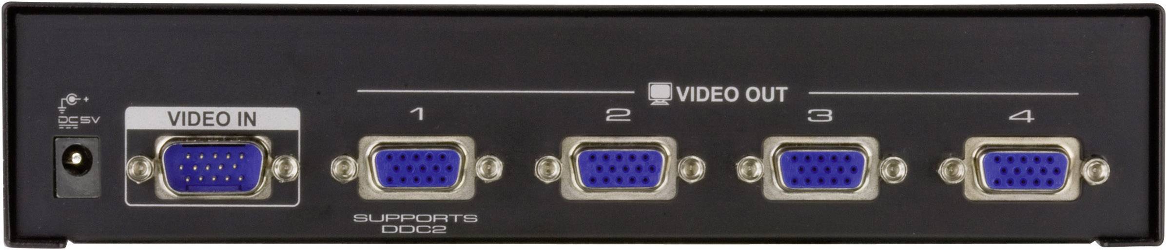 ATEN VS134A-AT-G 4 Port VGA-Splitter mit eingebautem Repeater 2048 x 1536 Pixel Schwarz