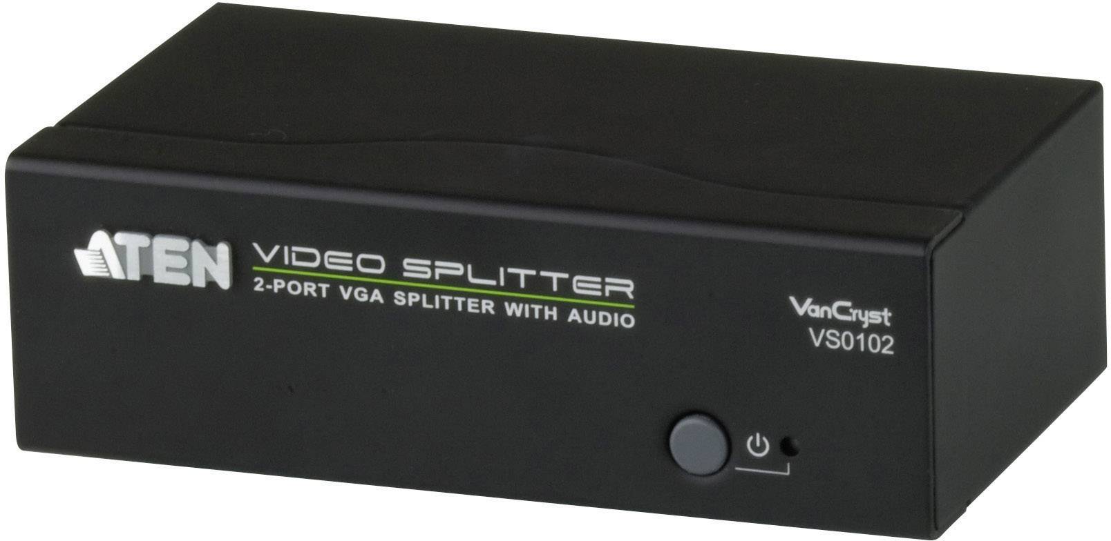 ATEN VS0102-AT-G 2 Port VGA-Splitter 1920 x 1440 Pixel Schwarz