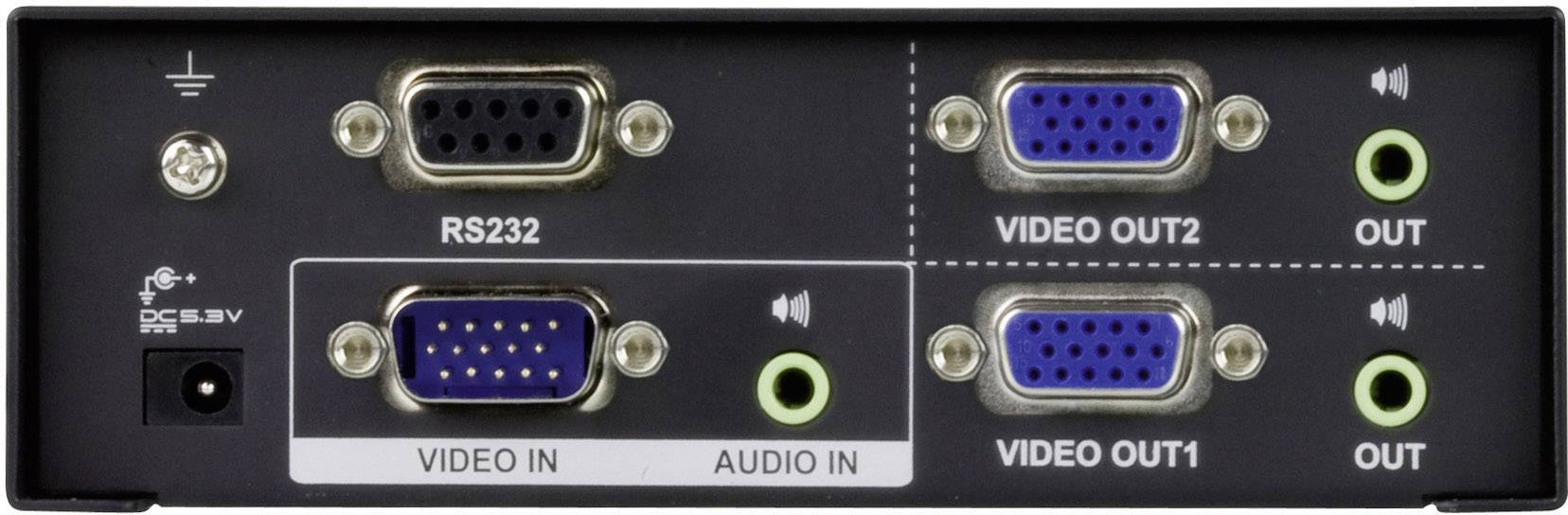 ATEN VS0102-AT-G 2 Port VGA-Splitter 1920 x 1440 Pixel Schwarz