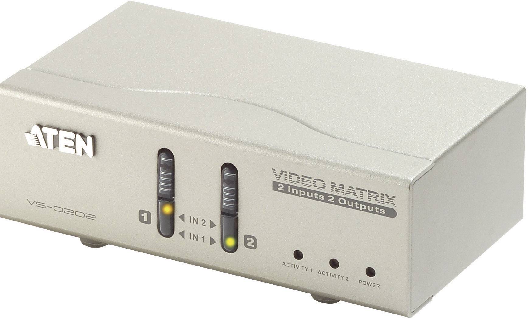 ATEN VS0202-AT-G 2 Port VGA-Matrix-Switch mit Fernbedienung 1920 x 1440 Pixel