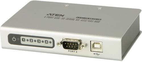 ATEN UC4854-AT 4 Port Seriell-Hub mit Konverter für USB- auf Seriell RS-422/485 Weiß