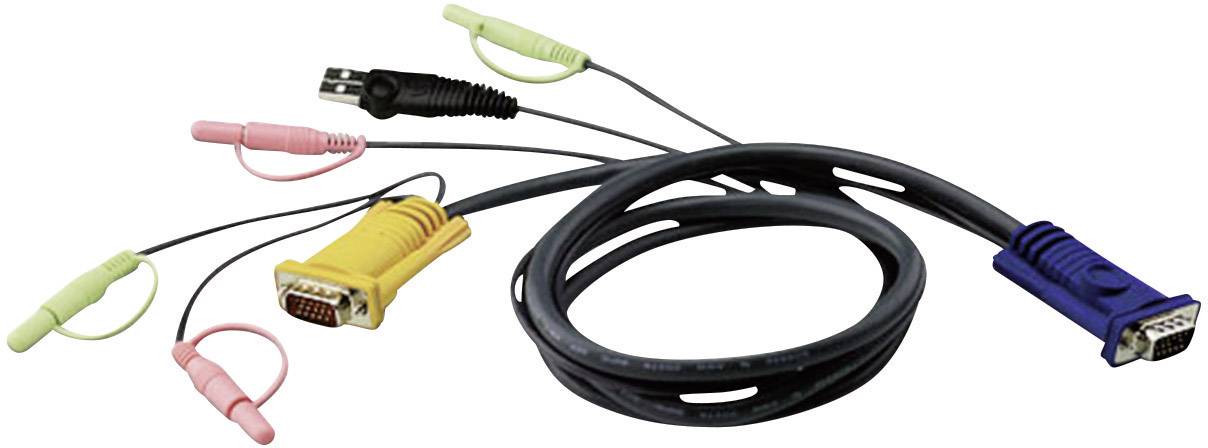 ATEN KVM Anschlusskabel [1x VGA-Stecker - 1x VGA-Stecker, USB 1.1 Stecker A] 3.00 m Schwarz