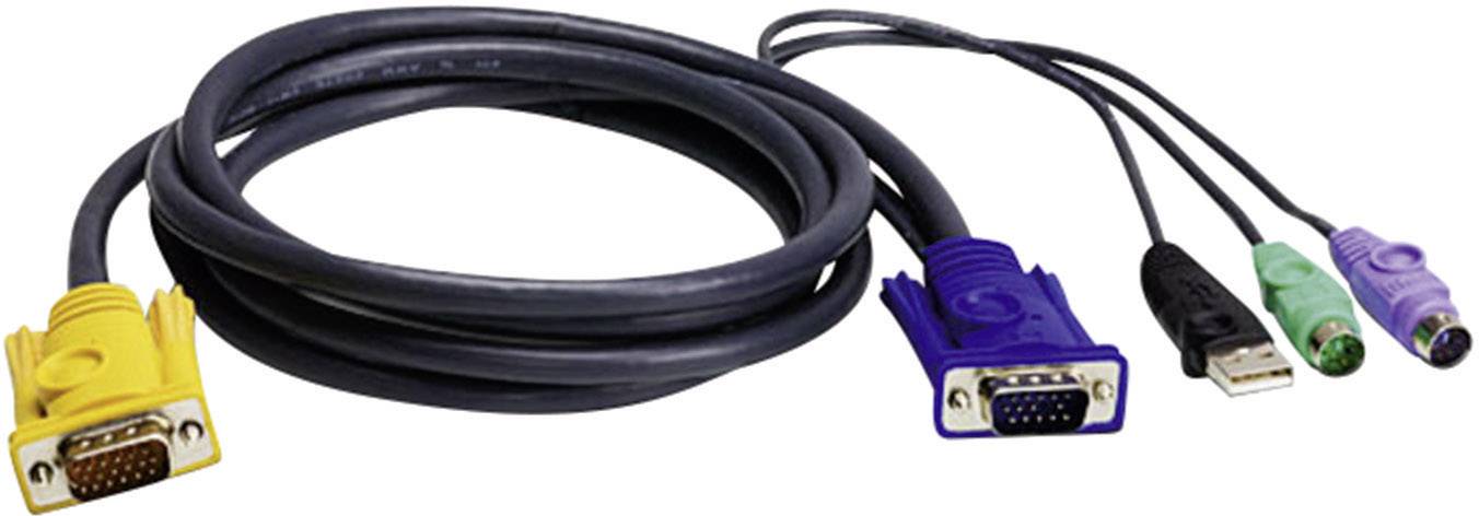 ATEN KVM Anschlusskabel [2x PS/2-Stecker, USB 2.0 Stecker A, SPHD-15-Stecker - 1x SPHD-15-Stecker] 3.00 m Schwarz