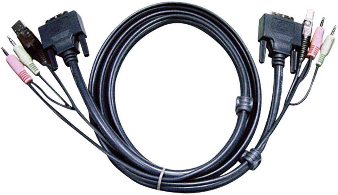 ATEN KVM Anschlusskabel [2x Klinkenstecker 3.5 mm, DVI-Stecker 18+1pol., USB 2.0 Stecker A - 2x Klinkenstecker 3.5 mm, DVI-Stecker 18+1pol., USB