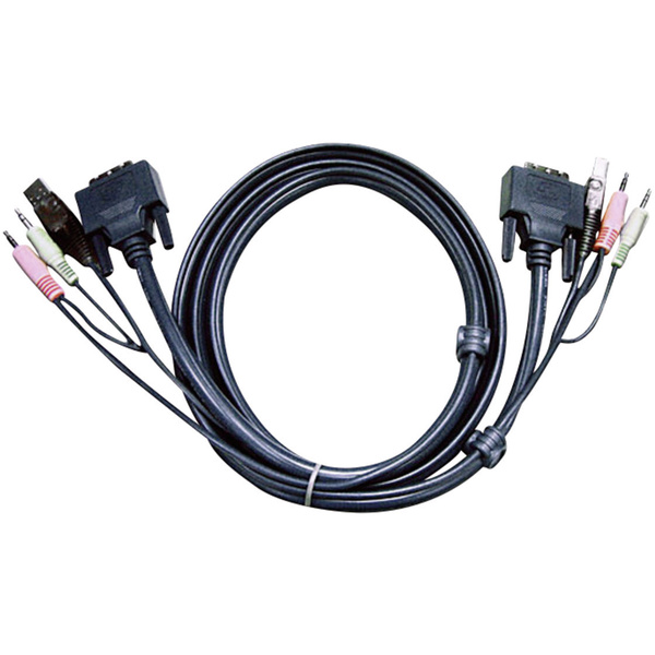 ATEN KVM Anschlusskabel [2x Klinkenstecker 3.5 mm, DVI-Stecker 24+1pol., USB 2.0 Stecker A - 2x Klinkenstecker 3.5 mm
