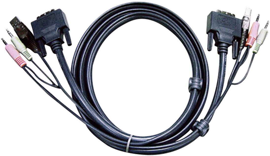 ATEN KVM Anschlusskabel [2x Klinkenstecker 3.5 mm, DVI-Stecker 24+1pol., USB 2.0 Stecker A - 2x Klinkenstecker 3.5 mm