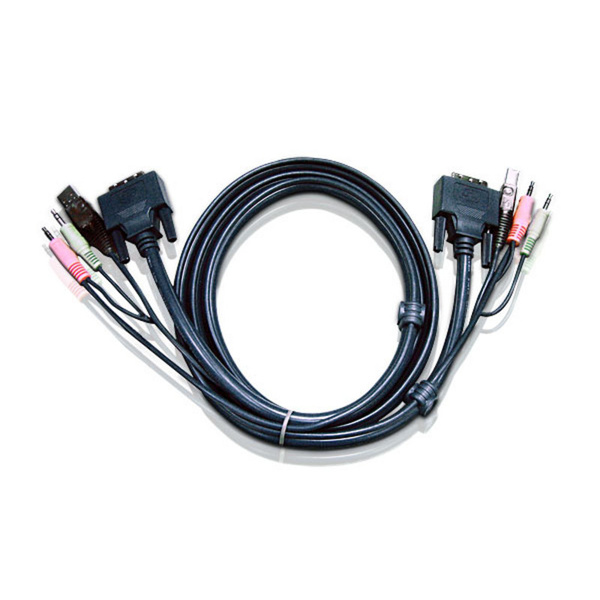 ATEN KVM Anschlusskabel [1x DVI-Stecker 18+5pol., USB 2.0 Stecker A, Klinkenstecker 3.5 mm, Klinkenstecker 3.5mm - 1x DVI-Stecker