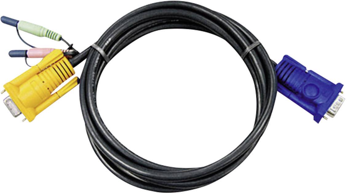 ATEN KVM Anschlusskabel [1x VGA-Stecker, Klinkenstecker 3.5 mm - 1x VGA-Buchse, Klinkenstecker 3.5 mm] 3.00 m Schwarz