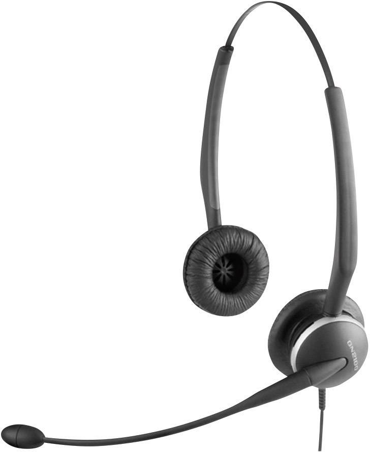 Schwarzes Headset mit verstellbarem Mikrofonarm und gepolsterten Ohrmuscheln, geeignet für Telefonate oder Computeranwendungen.