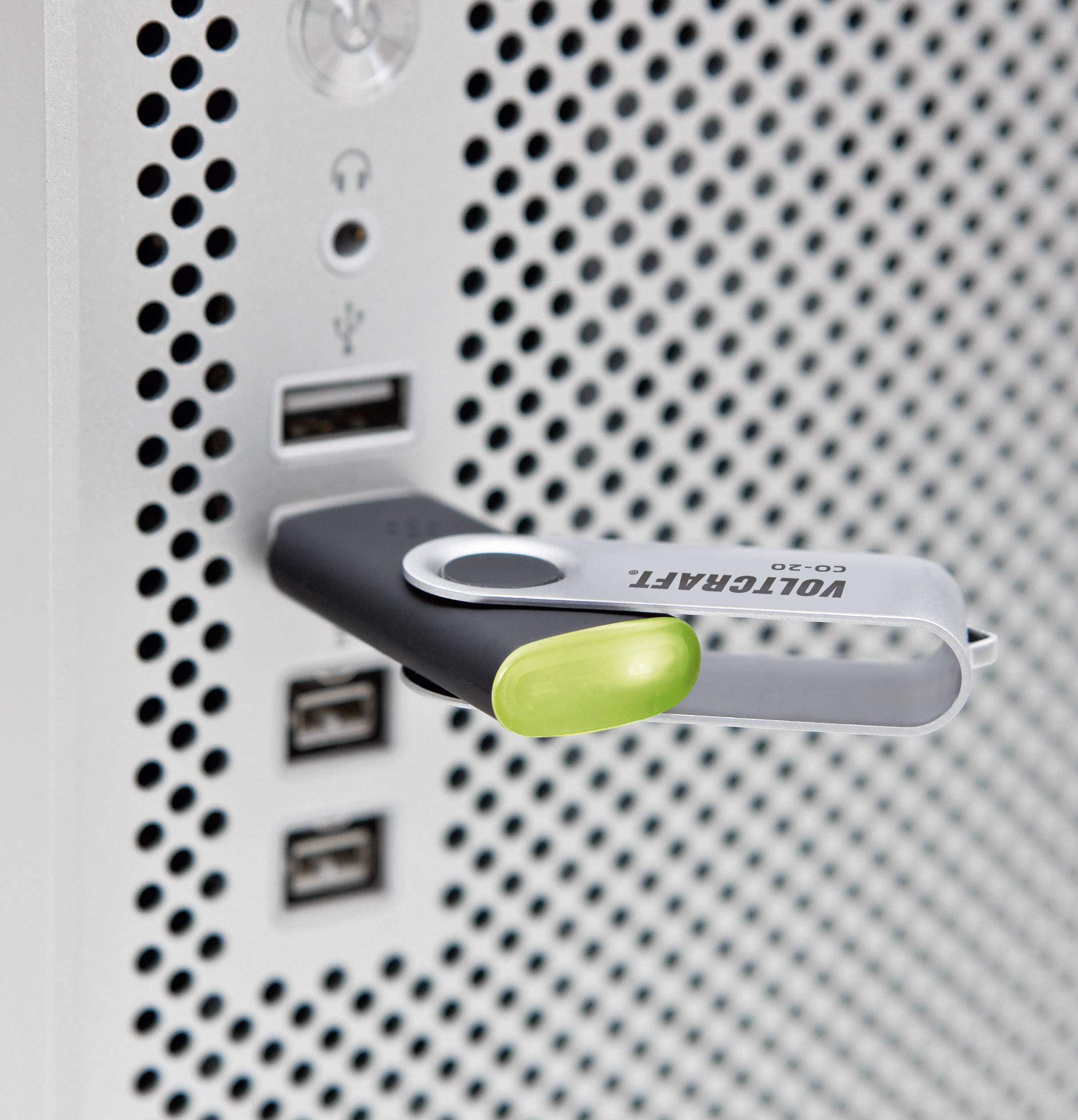 VOLTCRAFT CO-20 USB-Luftqualitätssensor, Raumluftmessgerät, USB-Stick zur Anzeige der Luftqualität, Auswerte-Software