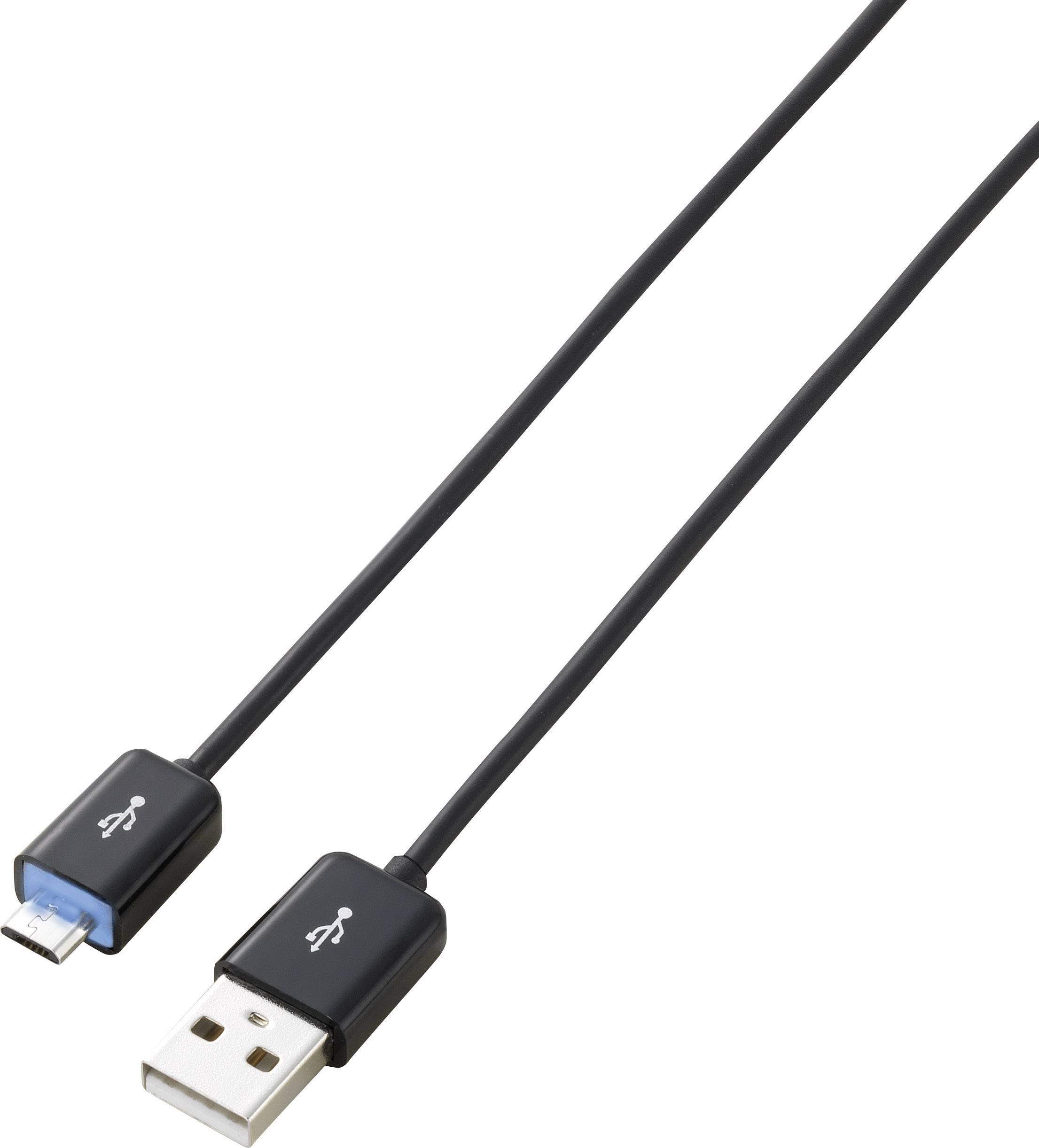 Renkforce USB-Kabel USB 2.0 USB-A Stecker, USB-Micro-B Stecker 1.50m Schwarz SuperSoft-Ummantelung, mit LED RF-4080798