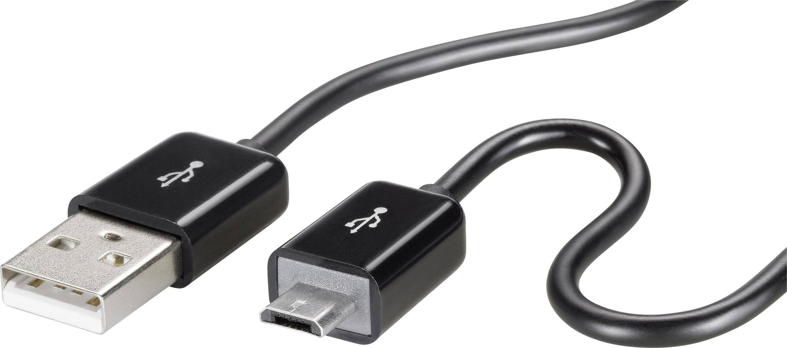 Renkforce USB-Kabel USB 2.0 USB-A Stecker, USB-Micro-B Stecker 1.50m Schwarz SuperSoft-Ummantelung, mit LED RF-4080798