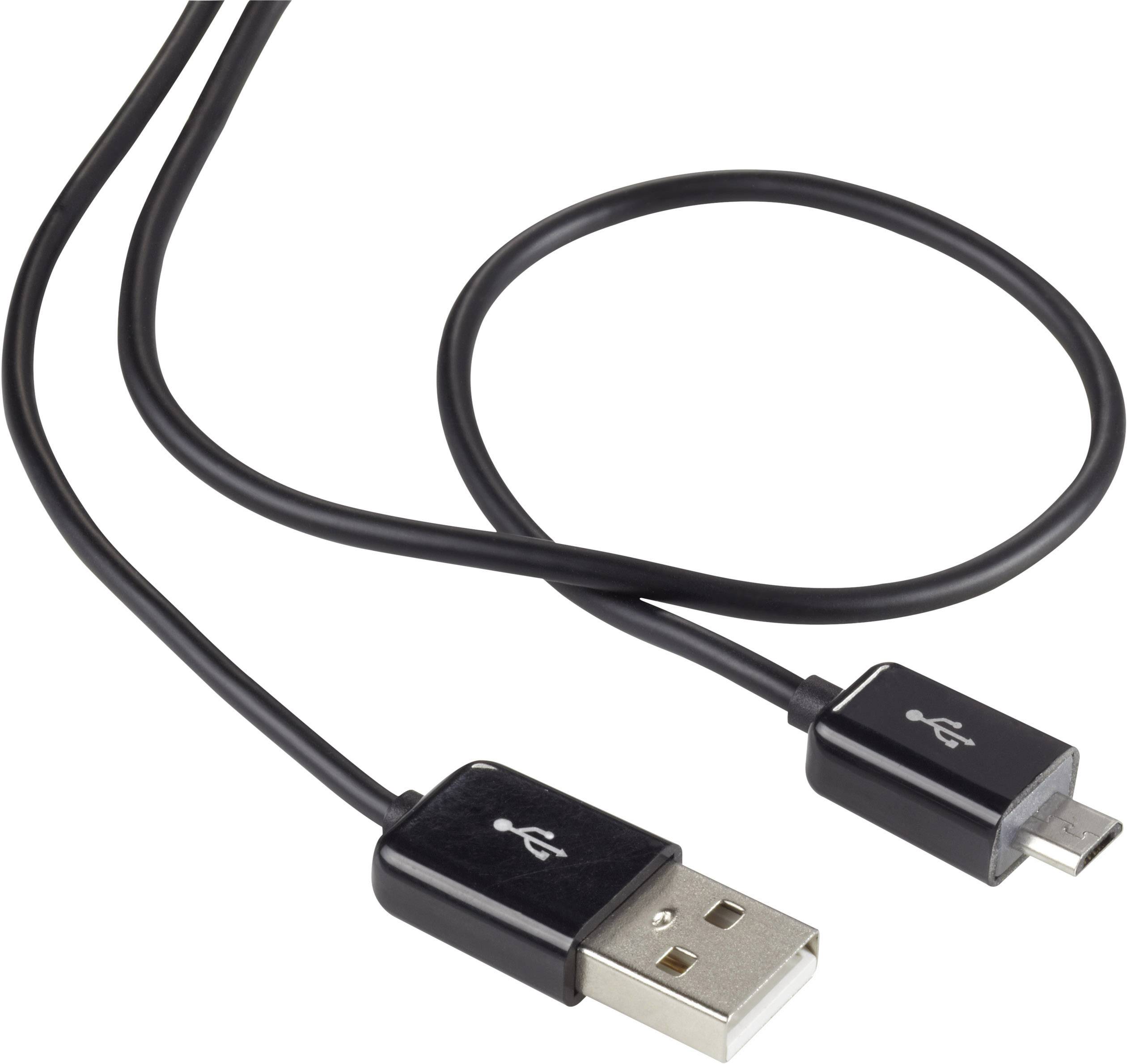 Renkforce USB-Kabel USB 2.0 USB-A Stecker, USB-Micro-B Stecker 1.50m Schwarz SuperSoft-Ummantelung, mit LED RF-4080798