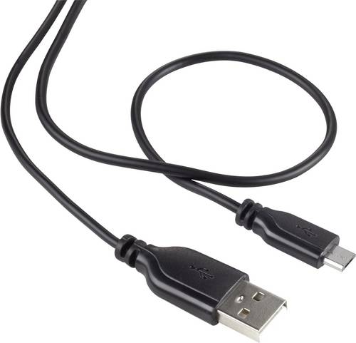 Renkforce USB-Kabel USB 2.0 USB-A Stecker, USB-Micro-B Stecker 1.00 m Schwarz SuperSoft-Ummantelung
