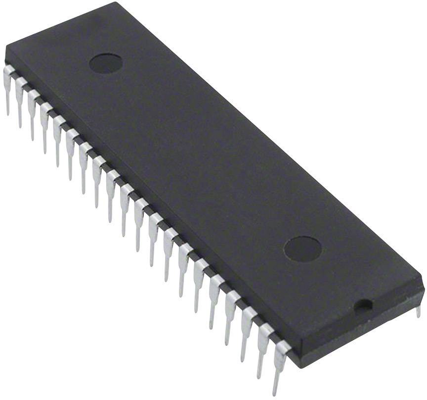 Schwarzer integrierter Schaltkreis mit 28 Pins, typisches Bauteil in elektronischen Geräten, auf weißem Hintergrund.