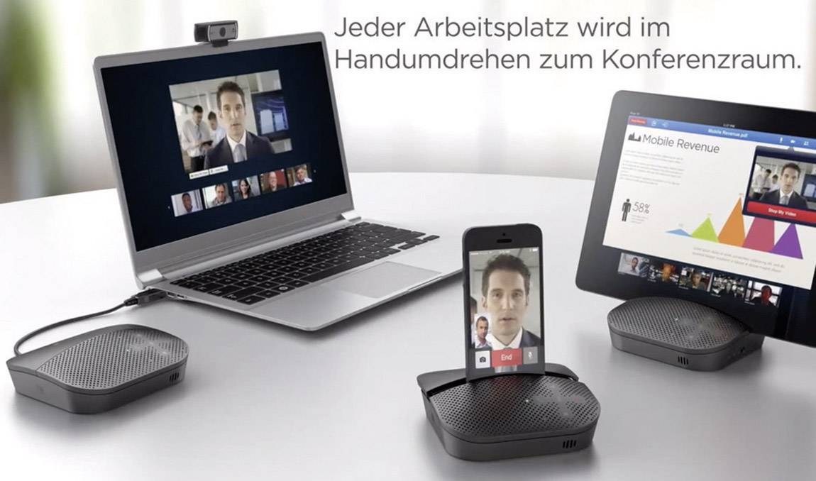 Logitech Mobile Speakerphone P710e Konferenzlautsprecher USB, Bluetooth® Schwarz