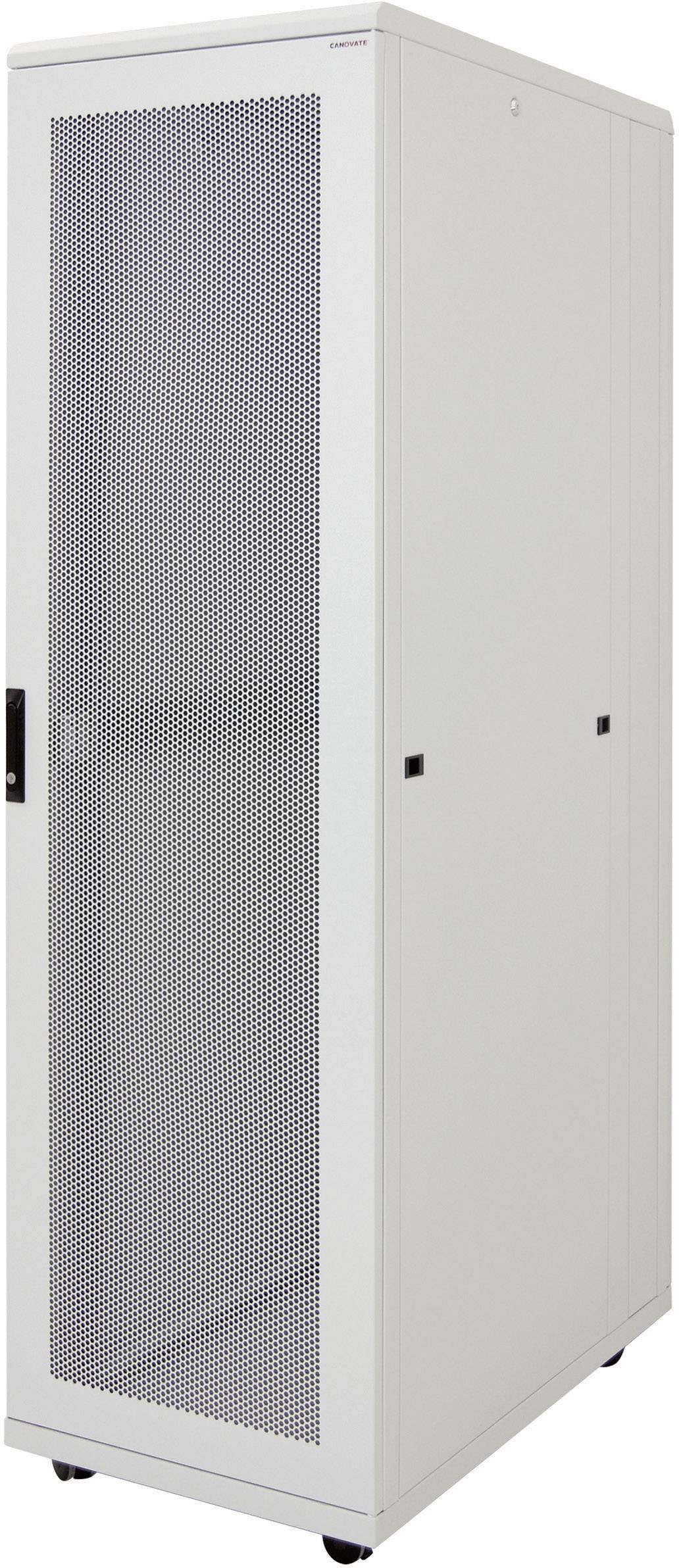 Großer, grauer Server-Rack-Schrank.