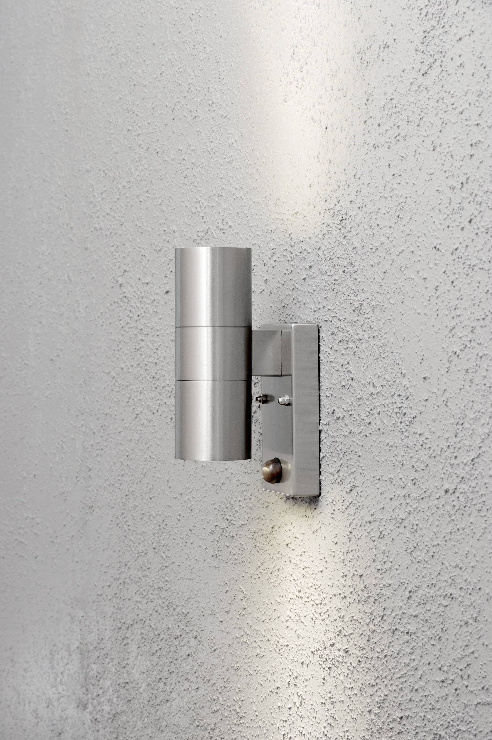 Konstsmide Modena 7542-000 Außenwandleuchte mit Bewegungsmelder Halogen GU10 70W Edelstahl