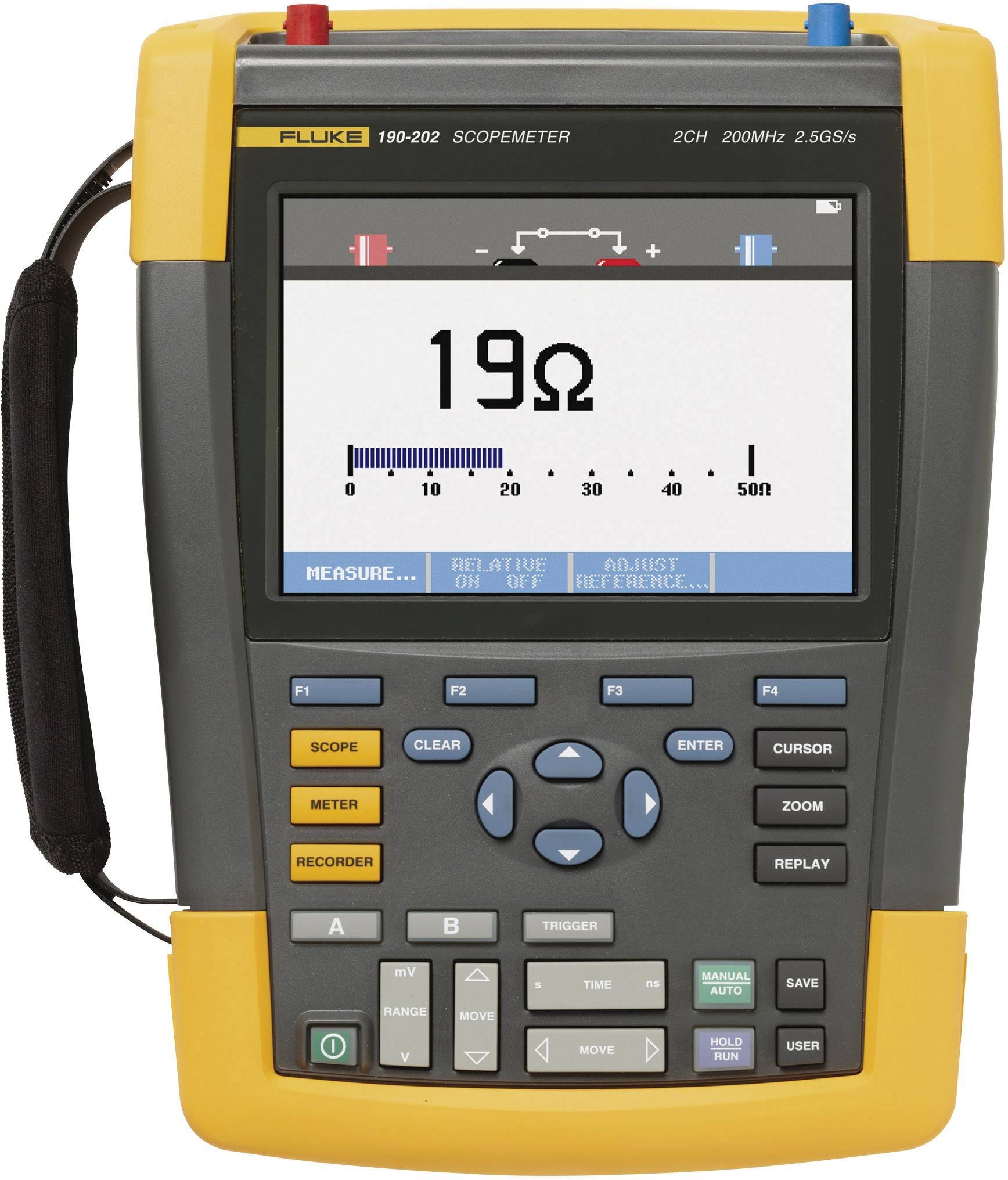 Fluke 190-202 Hand-Oszilloskop 200 MHz 2-Kanal 2.5 GSa/s 10 kpts 8 Bit Digital-Speicher (DSO), Komponententest, Multimeter-Funktionen 1 St.