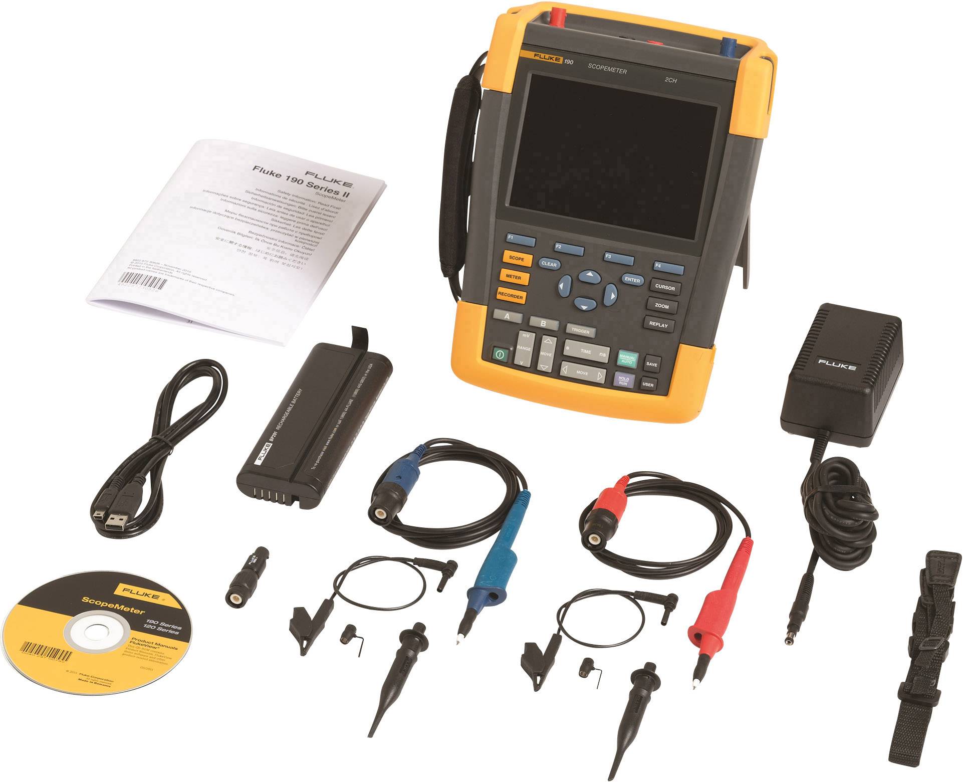 Fluke 190-102 Hand-Oszilloskop 100 MHz 2-Kanal 1.25 GSa/s 10 kpts 8 Bit Digital-Speicher (DSO), Komponententest, Multimeter-Funktionen 1 St.