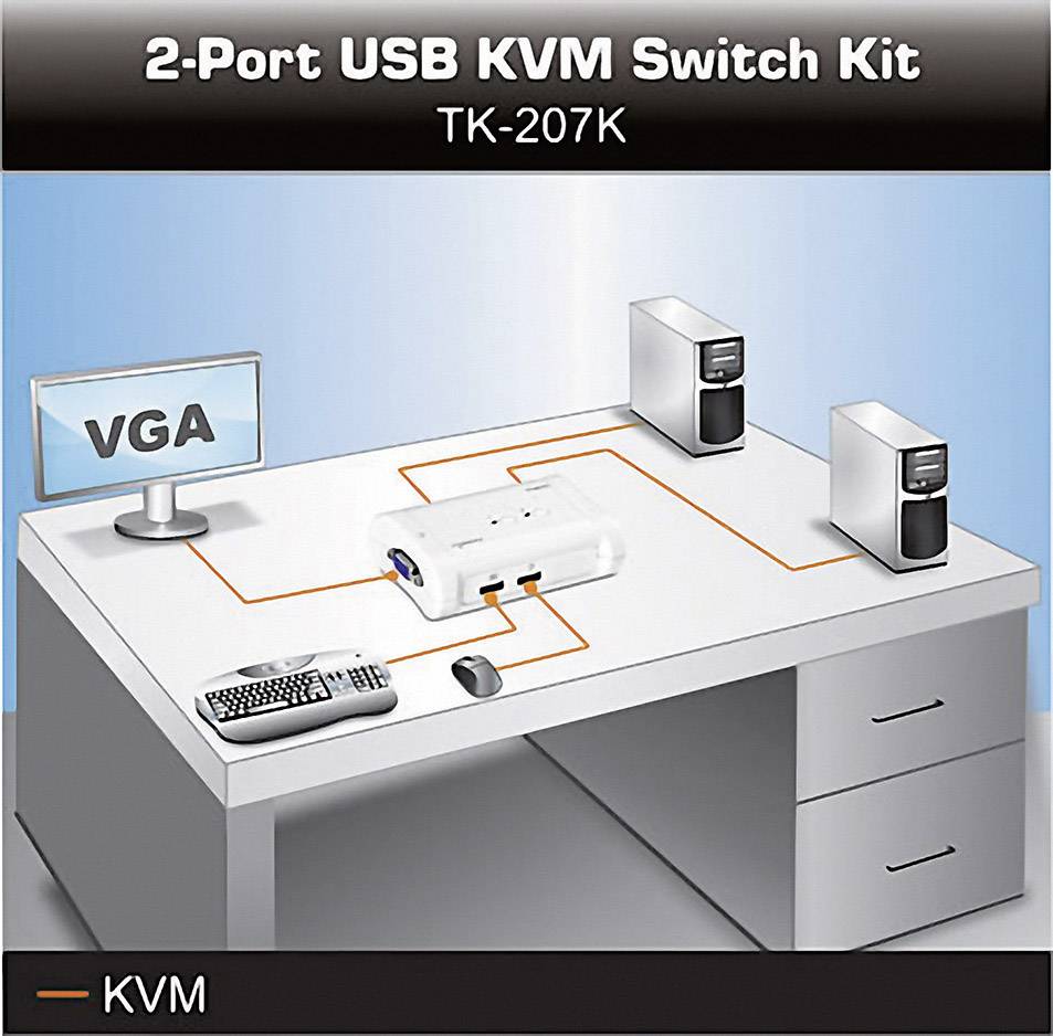 TRENDnet KVM Switch 2-Port VGA/USB mit Kabeln Signalsteuerung KVM KVM Switches