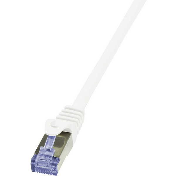 LogiLink CQ3011S RJ45 Netzwerkkabel, Patchkabel CAT 6a S/FTP 0.25 m Weiß Flammwidrig, mit Rastnasen