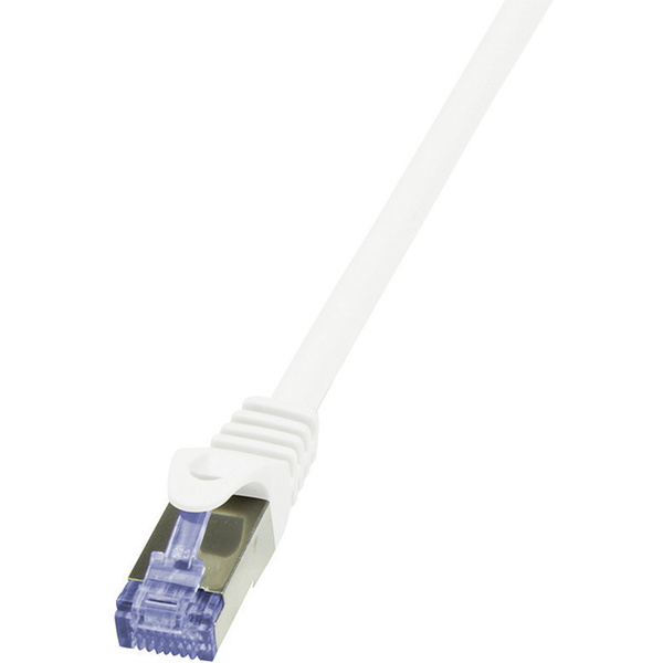LogiLink CQ3041S RJ45 Netzwerkkabel, Patchkabel CAT 6a S/FTP 1.50m Weiß Flammwidrig, mit Rastnasenschutz