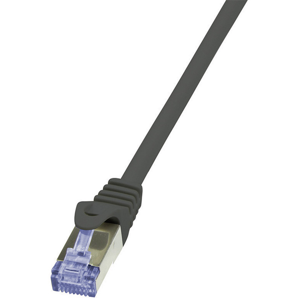 LogiLink CQ3013S RJ45 Câble réseau, câble patch CAT 6a S/FTP 0.25 m noir ignifuge, avec cliquet d'encastrement