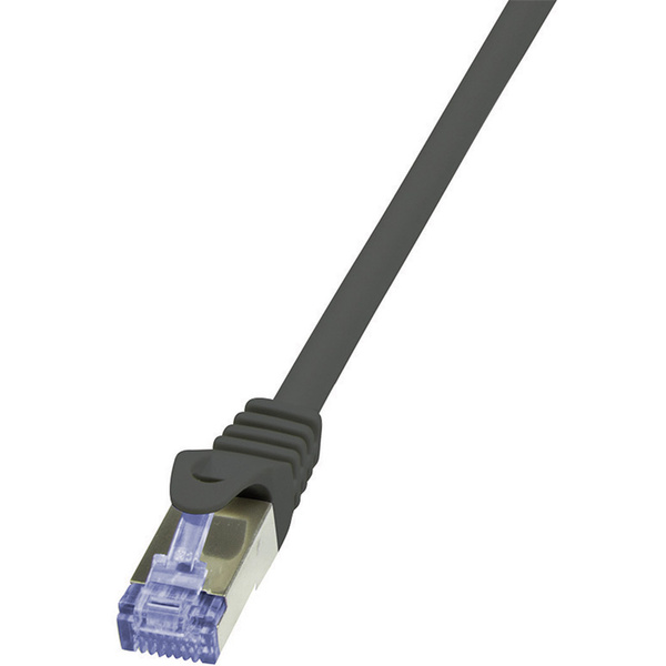 LogiLink CQ3023S RJ45 Netzwerkkabel, Patchkabel CAT 6a S/FTP 0.50m Schwarz Flammwidrig, mit Rastnasenschutz