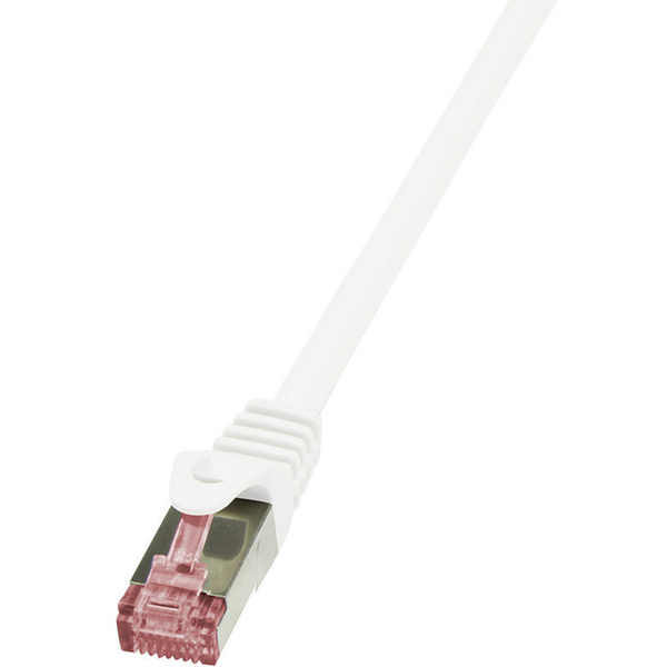 LogiLink CQ2051S RJ45 Netzwerkkabel, Patchkabel CAT 6 S/FTP 2.00m Weiß Flammwidrig, mit Rastnasenschutz