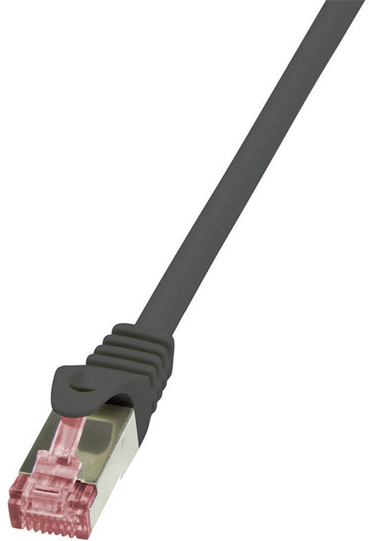 Ein Ethernet-Kabel mit einem roten Stecker, das zur Netzwerkverbindung verwendet wird.