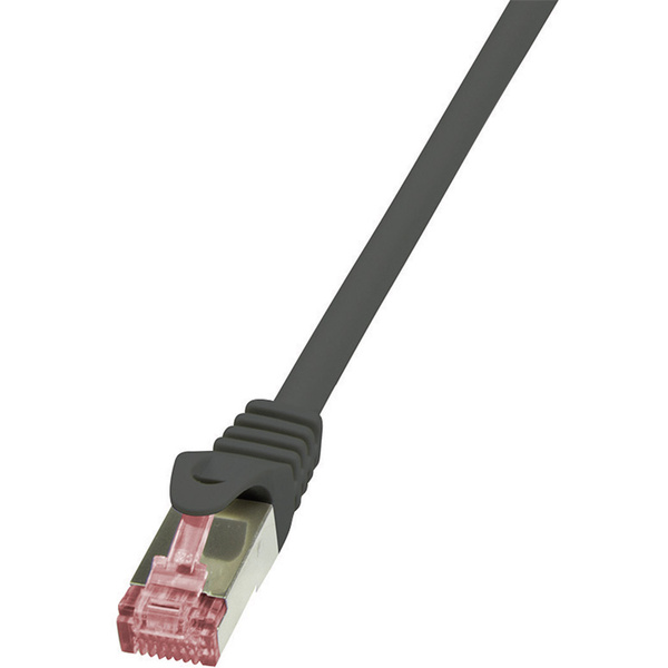 LogiLink CQ2053S RJ45 Netzwerkkabel, Patchkabel CAT 6 S/FTP 2.00m Schwarz Flammwidrig, mit Rastnasenschutz 1St.