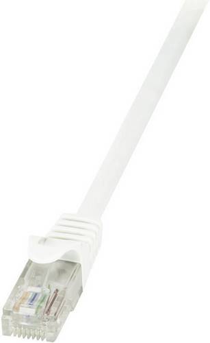 LogiLink RJ45 Netzwerk Anschlusskabel CAT 6 U/UTP 15.00m Weiß mit Rastnasenschutz