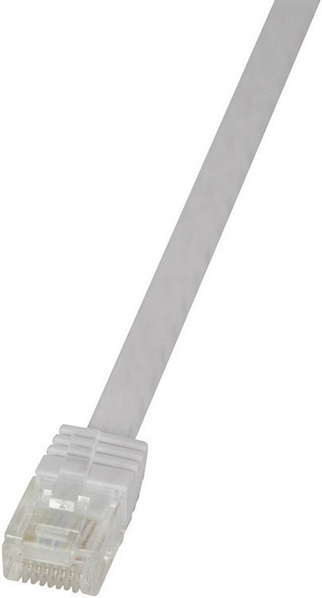 Ein weißes Netzwerkkabel mit RJ-45-Stecker.