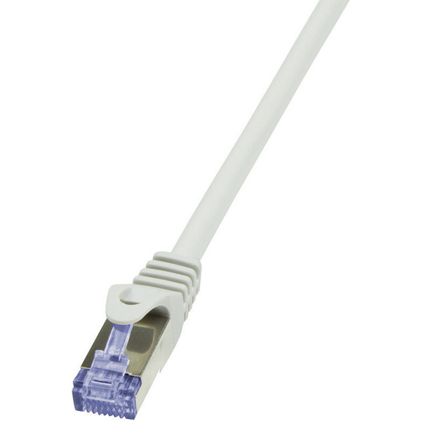 LogiLink CQ3012S RJ45 Netzwerkkabel, Patchkabel CAT 6a S/FTP 25.00cm Grau Flammwidrig, mit Rastnasenschutz