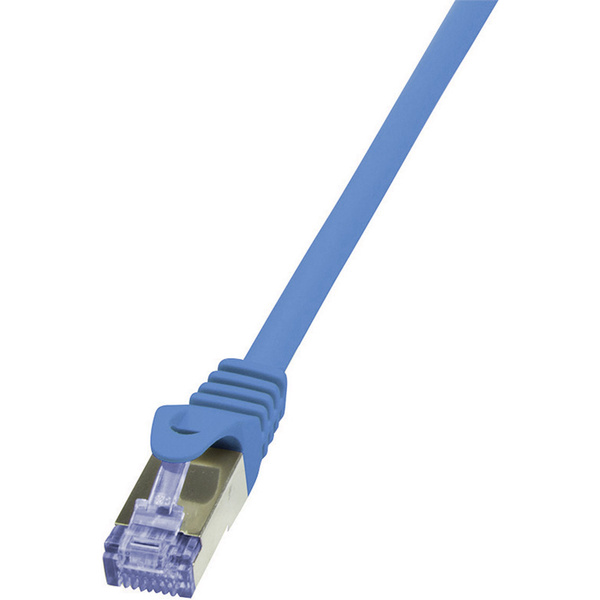 LogiLink CQ3036S RJ45 Netzwerkkabel, Patchkabel CAT 6a S/FTP 1.00m Blau Flammwidrig, mit Rastnasenschutz