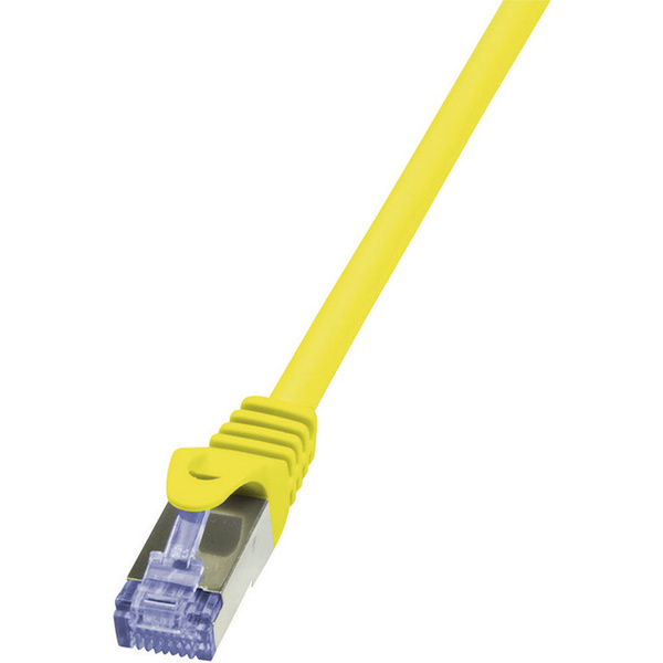 LogiLink CQ3017S RJ45 Netzwerkkabel, Patchkabel CAT 6a S/FTP 0.25m Gelb Flammwidrig, mit Rastnasenschutz