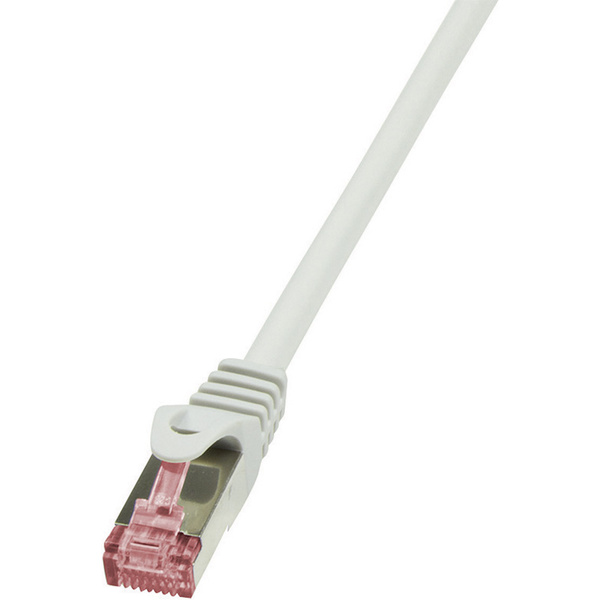 LogiLink CQ2022S RJ45 Netzwerkkabel, Patchkabel CAT 6 S/FTP 0.50m Grau Flammwidrig, mit Rastnasenschutz