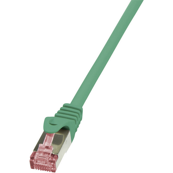LogiLink CQ2015S RJ45 Netzwerkkabel, Patchkabel CAT 6 S/FTP 0.25m Grün Flammwidrig, mit Rastnasenschutz