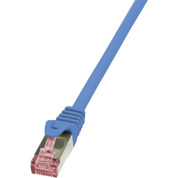 LogiLink CQ2016S RJ45 Netzwerkkabel, Patchkabel CAT 6 S/FTP 0.25 m Blau Flammwidrig, mit Rastnasens