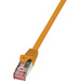 LogiLink CQ2028S RJ45 Netzwerkkabel, Patchkabel CAT 6 S/FTP 0.50m Orange Flammwidrig, mit Rastnasenschutz