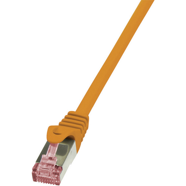 LogiLink CQ2038S RJ45 Netzwerkkabel, Patchkabel CAT 6 S/FTP 1.00m Orange Flammwidrig, mit Rastnasenschutz