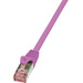 LogiLink CQ2079S RJ45 Netzwerkkabel, Patchkabel CAT 6 S/FTP 5.00m Pink Flammwidrig, mit Rastnasenschutz 1St.