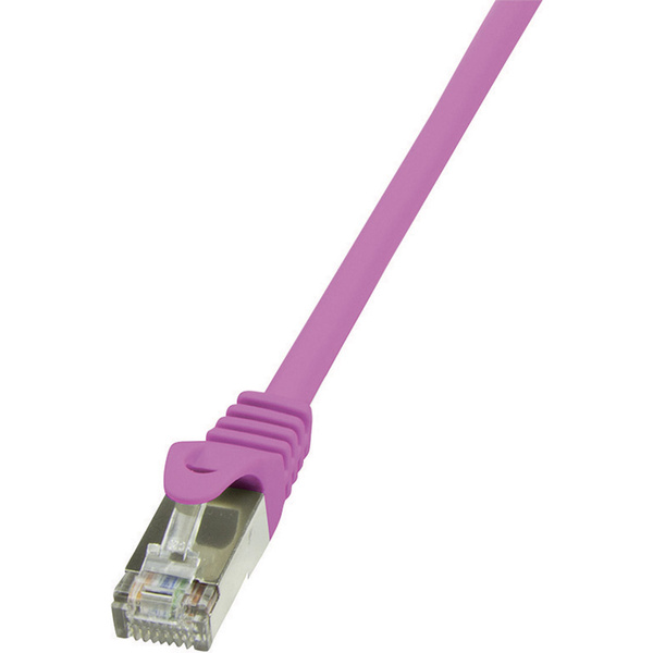 LogiLink CP2089S RJ45 Netzwerkkabel, Patchkabel CAT 6 F/UTP 7.50 m Pink mit Rastnasenschutz 1 St.