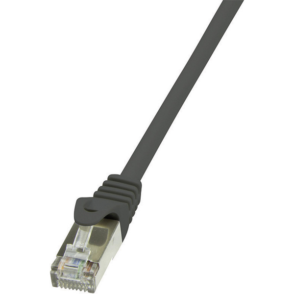 LogiLink CP1023S RJ45 Netzwerkkabel, Patchkabel CAT 5e F/UTP 0.50m Schwarz mit Rastnasenschutz