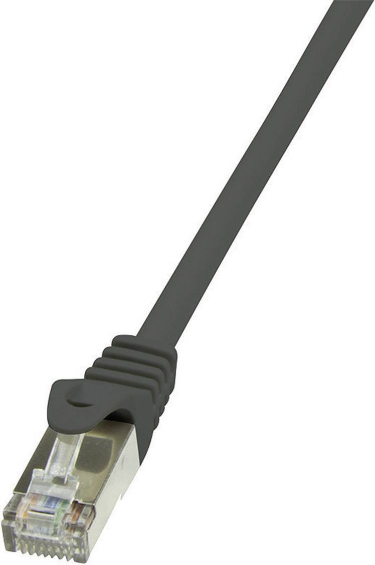 Schwarzes Ethernet-Kabel mit RJ-45-Stecker, das für Netzwerkverbindungen verwendet wird.