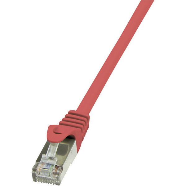 LogiLink CP1024S RJ45 Netzwerkkabel, Patchkabel CAT 5e F/UTP 0.50m Rot mit Rastnasenschutz